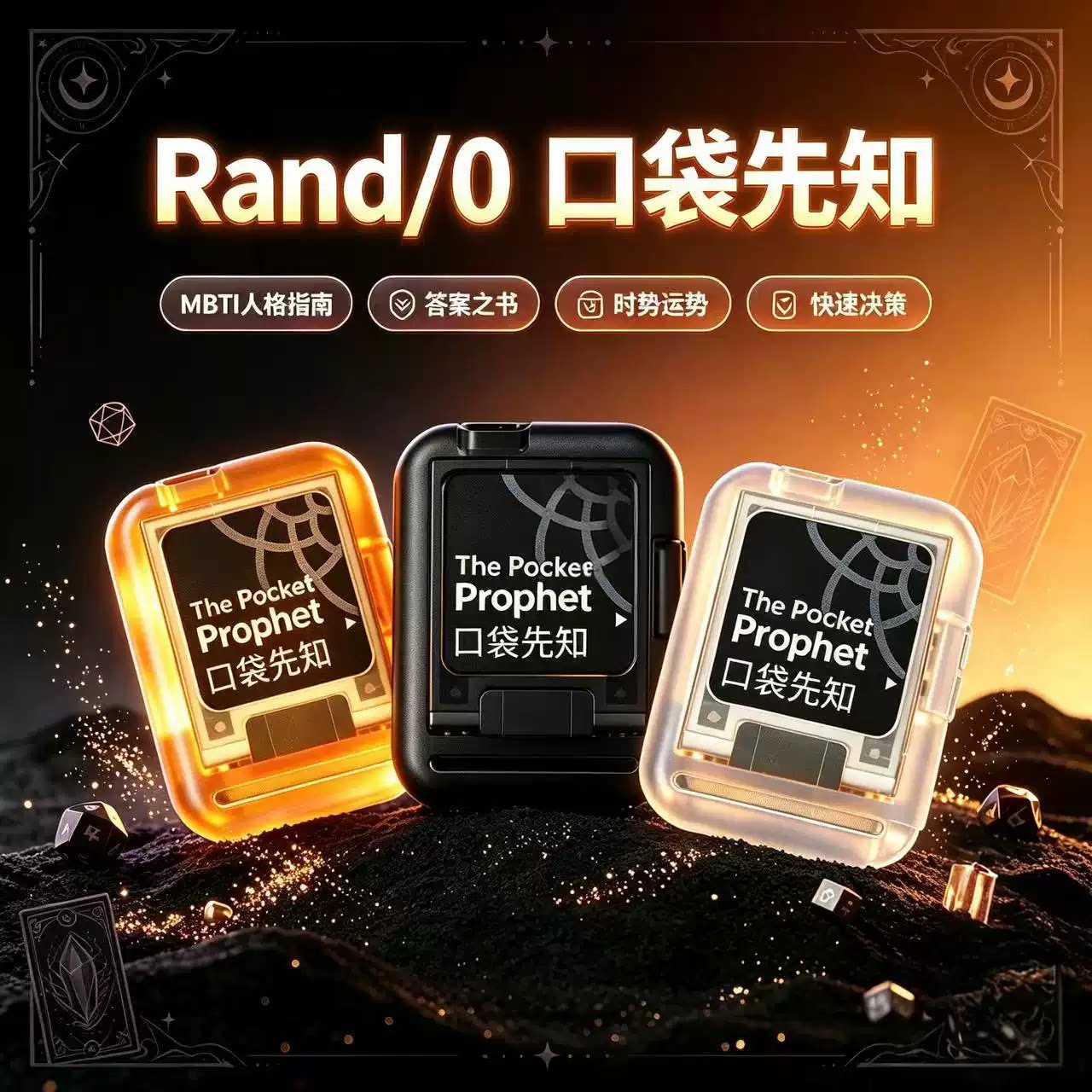 Bitmolab少数派mbti人格指南答案之书支持WiFi自动校时NFC翻转遥控器Rand/0口袋先知摇骰子时势运势电子配饰