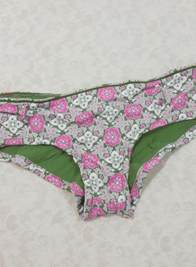 F378外贸原单高品质时尚印花三角包臀中腰性感大尺码比基尼泳裤