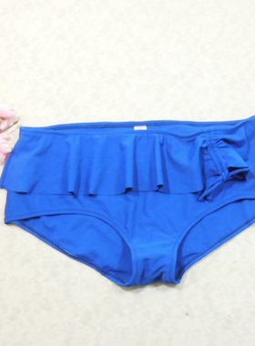 F280内单高品质时尚宝蓝色中腰包臀荷叶花边比基尼大尺码泳裤2XL