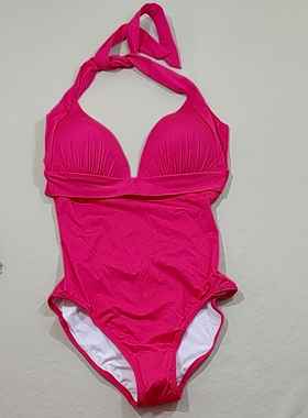 F569外贸原单高品质时尚玫红三角杯性感舒适修身连体泳衣特价
