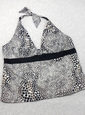 外贸原单F528大码性感舒适修身小背心 豹纹分体温泉泳衣