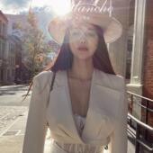 v领高腰纯色气质小外套 西装 Blanche自线zui好搭配实用长袖 短款