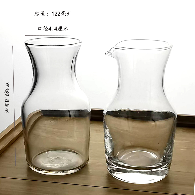 加厚透明玻璃分酒器无把手酒壶酒店饭店用一人一壶二两小酒壶