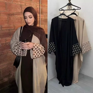 F426外贸跨境中东迪拜阿拉伯刺绣开衫长袍时尚外穿长袍