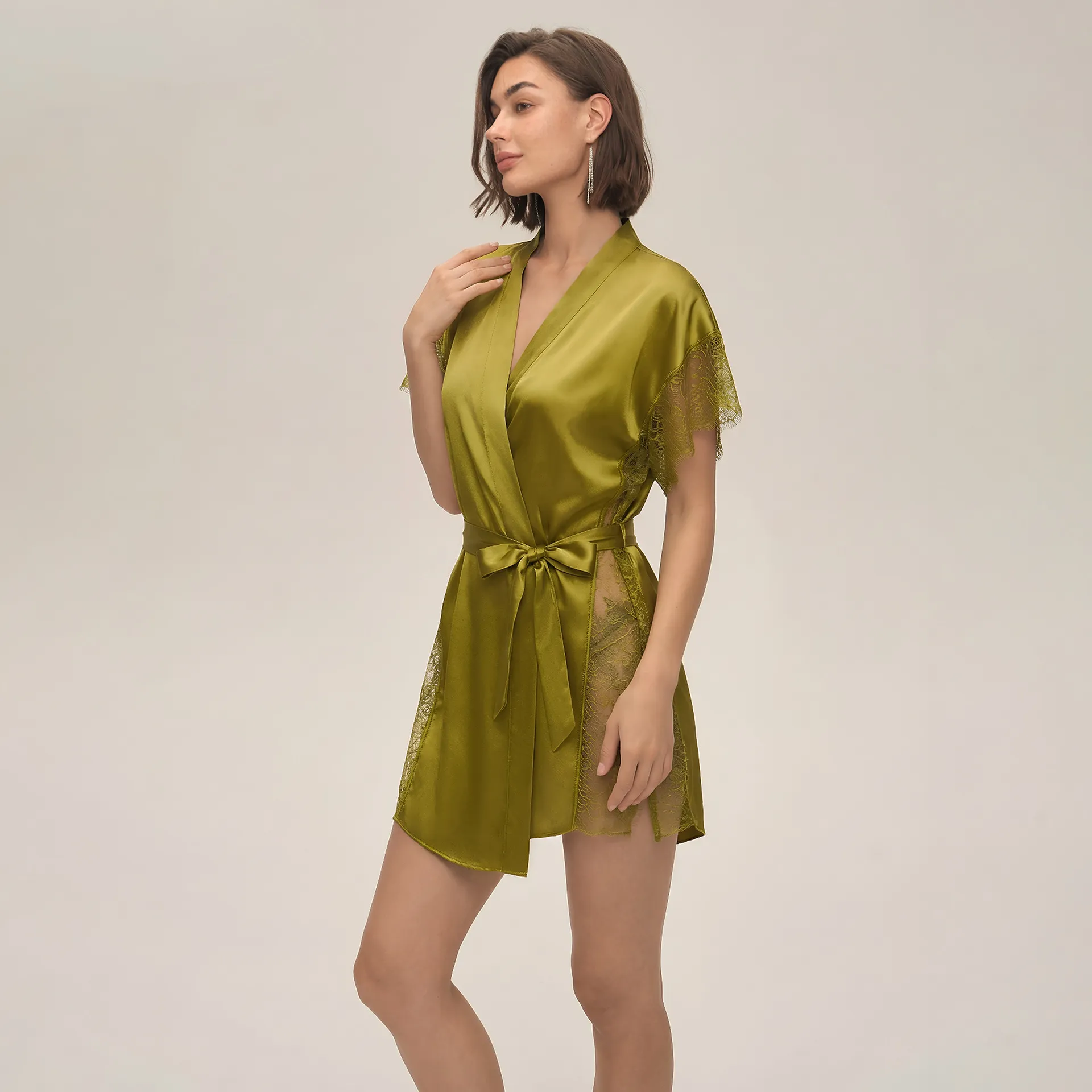 欧美跨境冰丝绸蕾丝睡衣性感短袖睡袍夏季晨袍薄款睡袍家居服1759,女士内衣/男士内衣/家居服,睡袍/浴袍,淘宝优惠券,粉丝福利购,淘宝优惠卷