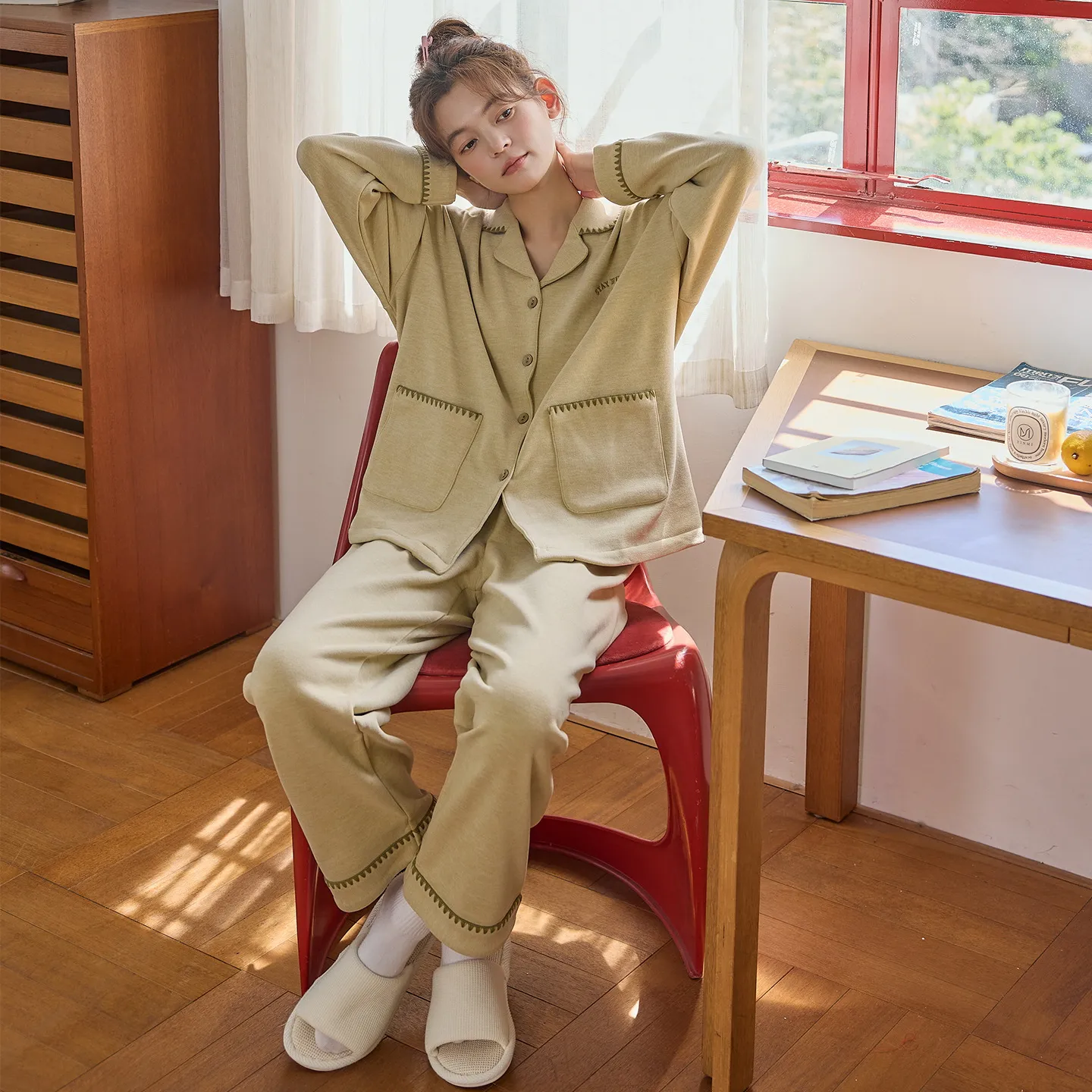 双面德绒磨毛睡衣女秋冬新款加绒加厚简约高级感保暖居家服可混批