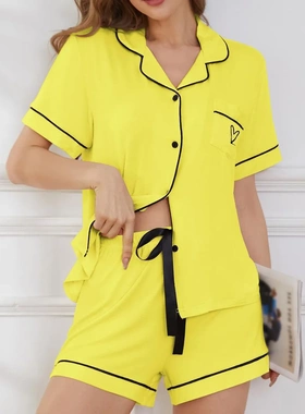 Women's Pajamas Sets Short Sleeves Top & Drawstring Shorts