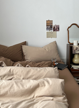 ins四件套纯棉全棉床上用品被套被罩床单学生单人宿舍三件套床笠4