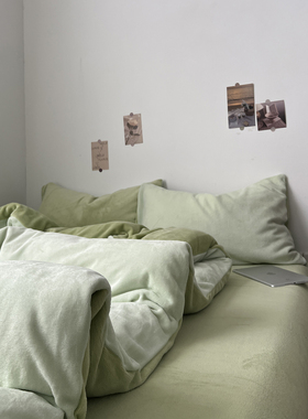 A类牛奶绒床上四件套加绒加厚被罩床单保暖珊瑚绒被套三件套床笠4