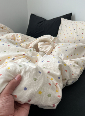 ins床上四件套纯棉全棉2025新款被罩床单被套学生宿舍三件套床笠4