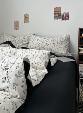 A类纯棉全棉四件套床上用品被套床单被罩单人学生宿舍三件套床笠4