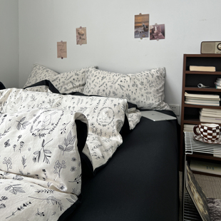 A类纯棉全棉四件套床上用品被套床单被罩单人学生宿舍三件套床笠4