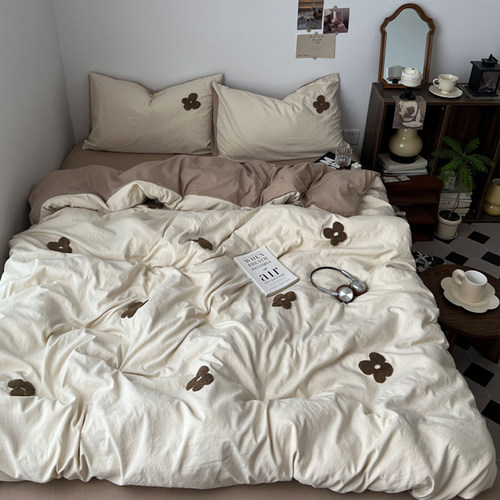 床单款四件套水洗棉简约裸睡