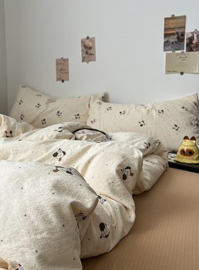 A类纯棉全棉床上四件套2025新款被罩床单被套学生宿舍三件套床笠4