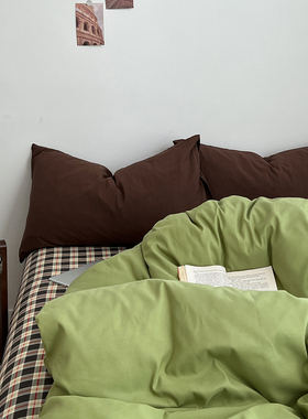 A类ins风全棉纯棉床上用品四件套被罩床单被套学生宿舍三件套床笠