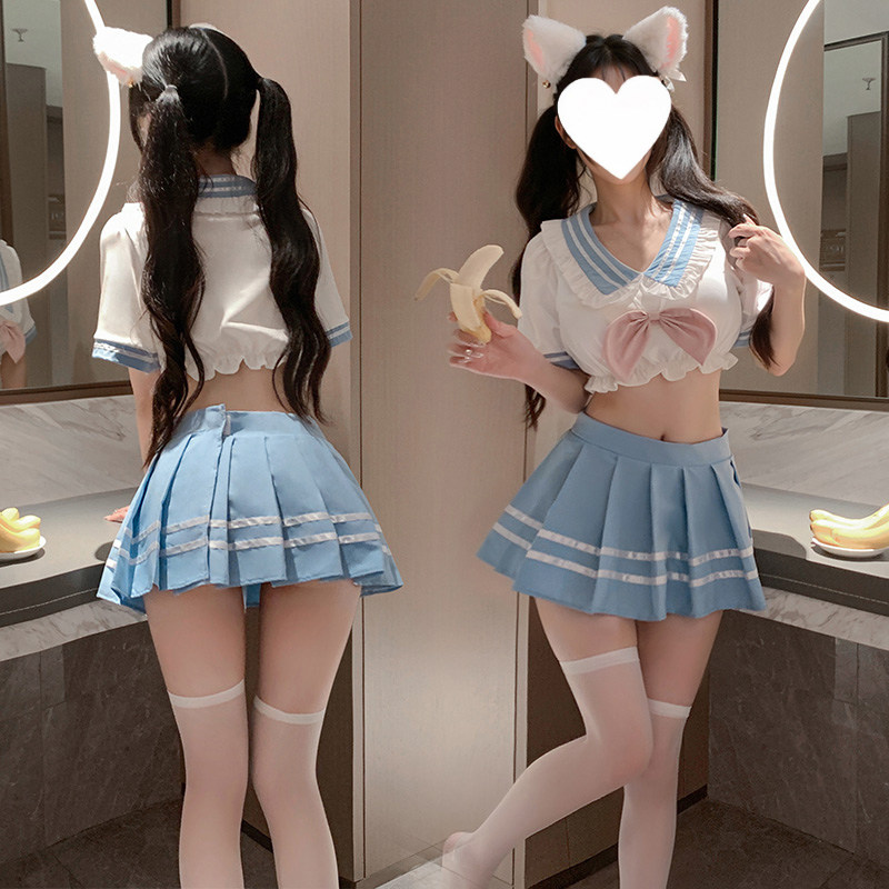 学院风JK制服套装女水手服百褶裙甜美可爱两件套学生制服纯欲床上