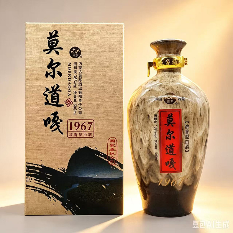 呼伦贝尔白酒海拉尔酒纯粮食原浆酒38度莫茅酒莫尔道嘎1967礼盒装