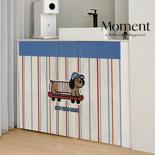 可爱腊肠狗滚筒洗衣机防晒罩阳台专用隔热遮挡帘防晒帘柜子防尘帘