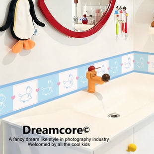 喵喵队瓷砖腰线装饰条墙面踢脚线贴纸遮丑卫生间墙贴自粘防水防潮