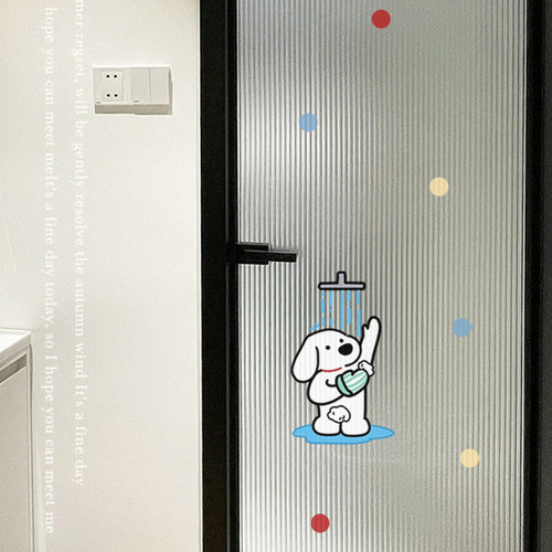噜噜小狗玻璃贴纸波点推拉门贴
