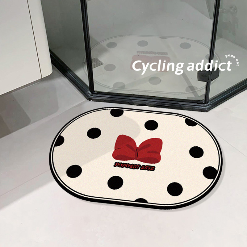 波点蝴蝶结浴室吸水地垫硅藻泥卫生间脚垫防滑多巴胺地毯厕所门口,居家布艺,家用脚垫,淘宝优惠券,粉丝福利购,淘宝优惠卷