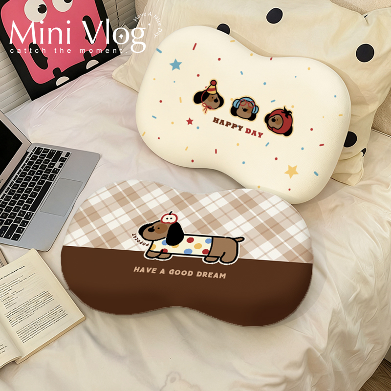 记忆棉猫肚皮枕头护颈椎助睡眠