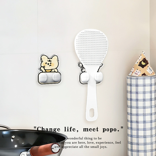 大口吃饭卡通饭勺放置器电饭煲饭勺固定器壁挂免打孔厨房收纳神器
