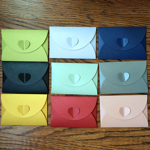 心形扣VIP卡套 邀请函迷你信封会员卡收纳抒情信纸对折卡片定制