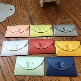 蝴蝶款迷你小信封定制LOGO对折卡片银行VIP卡套会员卡 健身邀请信