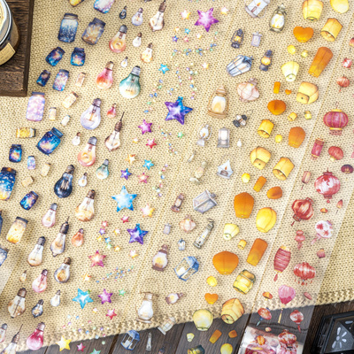 烛火明夜PET胶带手帐造景贴画