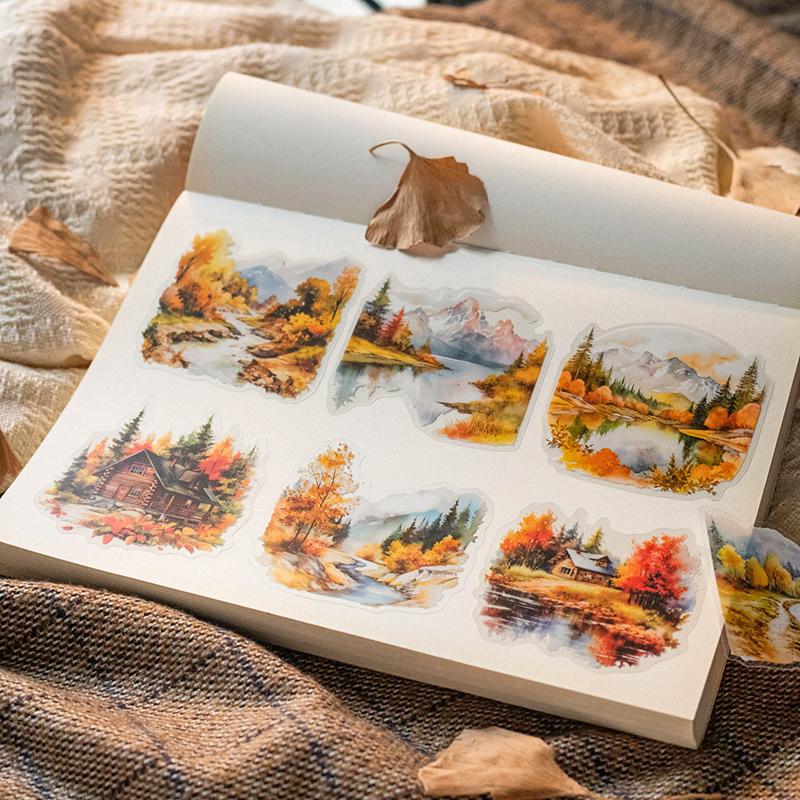 秋季主题风景PET贴纸包手帐贴画