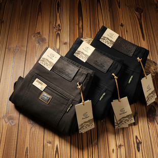 斜纹内磨毛宽松直筒休闲男裤 舒适百搭微弹五袋款 男士 2025秋冬厚款