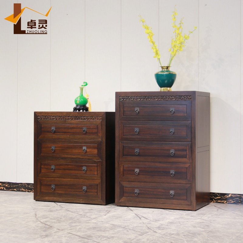 新中式卧室五斗柜加蓬黑檀宋檀风格五斗橱爱里古夷苏木四斗柜定制,住宅家具,斗柜,淘宝优惠券,粉丝福利购,淘宝优惠卷