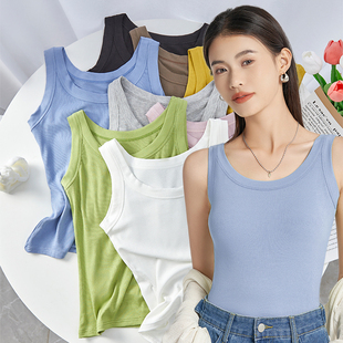 背心女士夏季 小吊帶螺紋性感防走光潮 白色修身 外穿春秋內(nèi)搭打底衫