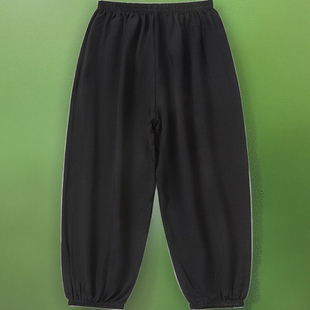 儿童裤子灯笼裤练功太极裤男童女童成人夏季宽松棉绸武术拉丁裤子