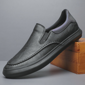 休闲鞋 2025秋冬加绒皮鞋 子男 一脚蹬百搭潮流软底低帮懒人板鞋 男鞋