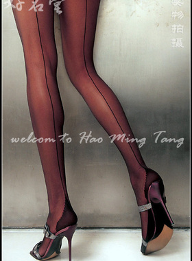 曼姿Mazni腿背虾线丝袜20D腿后竖线黑足底脚尖加固比基尼女连裤袜