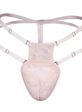 女假阴蕾丝调节臀部后开裆内裤CDTS变装男娘下体隐藏JJ伪娘丁字裤