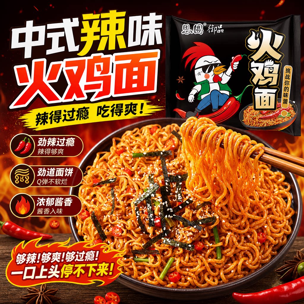 思圆韩式火鸡面辣味方便面整箱图片