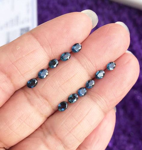 天然无烧蓝宝石裸石彩色宝石椭圆镶925银18K金戒指吊坠配石3*4mm
