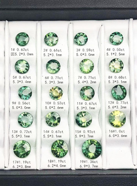 天然无烧圆形蓝宝石裸石teal蓝绿色定制18k黄白金银戒指吊坠首饰