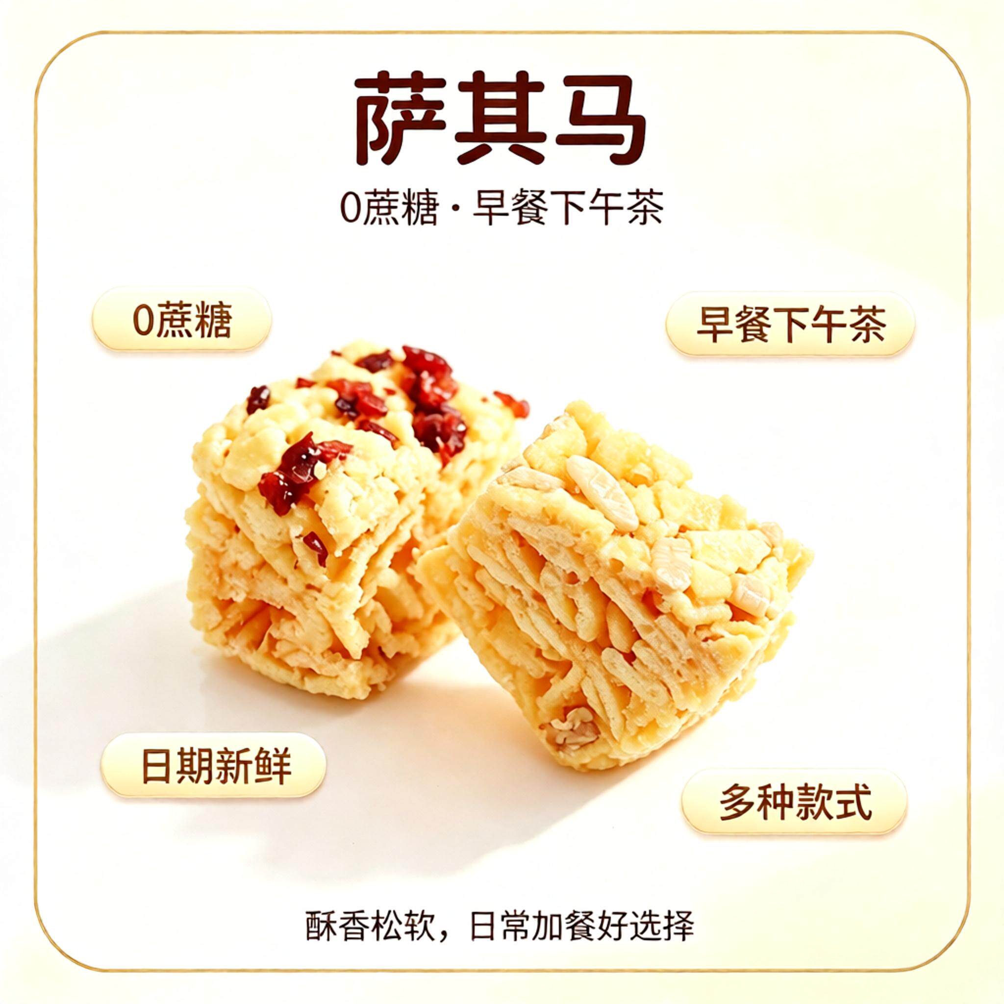 黑糖坚果沙琪玛蔓越莓杏仁片榄仁松子仁萨其马 0蔗糖休闲零食早餐
