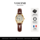 VANCENII 范西尼V1015复古简约韩系时尚 百搭镶钻日历手表女士手表