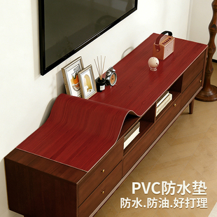 仿红木木纹电视柜桌垫长条防水免洗可裁剪长方形茶几餐边柜垫子
