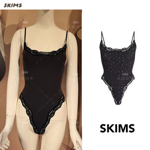正品现货SKIMS卡戴珊同款FITS EVERYBODY蕾丝边吊带背心连体衣女