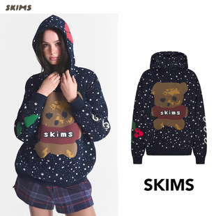 SKIMS卡戴珊 联名款 秋冬宽松百搭可爱休闲风长袖印花连帽卫衣女