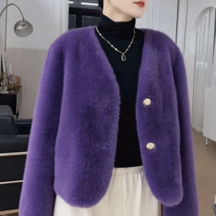 新款 仿毛皮毛一体2025外套气质百搭 水貂短款