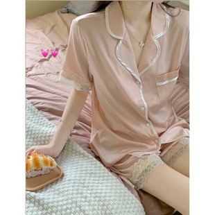 蕾丝边冰丝套装 浪漫藏在花店里 短袖 「Daily 女 Gtra」ins风夏季