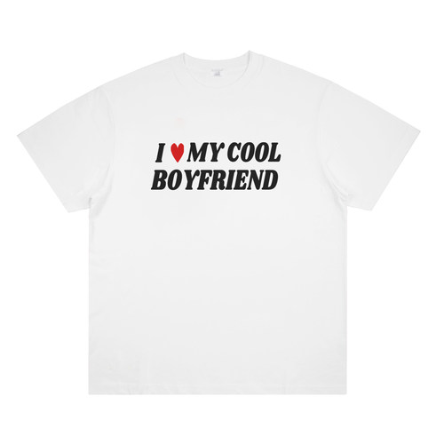 I LOVE MY COOL BOYFRIEND 我爱我的酷男孩原创美式印花辣妹短袖t