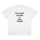 趣味情侣t恤潮 Wife Girls Sorry Danger Very 印花短袖 美式